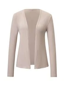 Vera Lane Women's Spring/Summer Cardigan Top, Y2K Casual Cute Style Versatile Solid Color Knit Cardigan Jacket, Suitable For Concerts And Other Occasions, Lightweight And Versatile, Great For Valentine's Day And Carnival - Milk Coffee Color - View 3