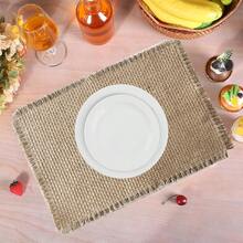 2 Stücke/4 Stücke/6 Stücke/8 Stücke Juteuntersetzer, gewebte Sackleinen Landhausuntersetzer für die Küche, hitzebeständig, fleckresistent, quadratische vintage Tischsets mit Quasten, geeignet für Landhausdekoration, Feierlichkeiten, Tischmittelstücke