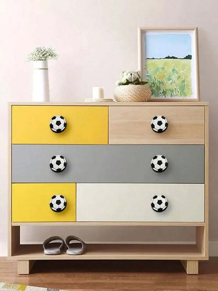 2/4pcs Football Shaped Single Hole Drawer Pulls, Suitable For Vanity, Stool, Cabinet, Security Door, Wardrobe, World Cup - Multicolor - View 1