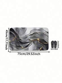 1pc Modern Home Decor Ink Painting Pattern Bathroom Toilet Mat Set, Anti-Slip Thick Soft Carpet Bathroom Mat Room Decor Bathroom Accessories Back To School
