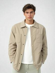 Men's Jacket Coat, Casual Fashion Versatile Jacket With Multiple Pockets, Khaki Jacket, Autumn/Winter New Arrival - Khaki - View 1