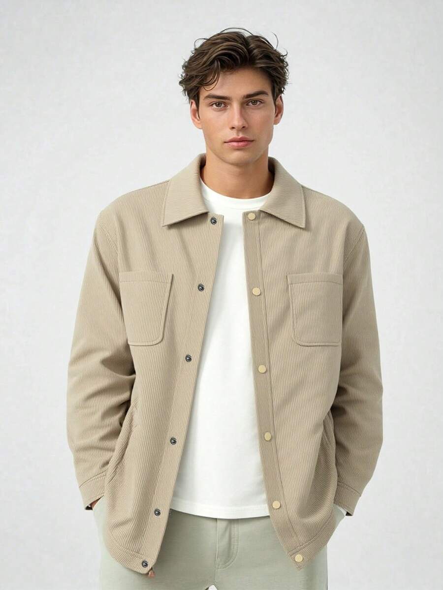 Men's Jacket Coat, Casual Fashion Versatile Jacket With Multiple Pockets, Khaki Jacket, Autumn/Winter New Arrival - Khaki - View 1