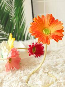 6Pcs Artificial Gerbera Wedding Bridal Bouquet Party Home Office Kitchen Table Center (White, Yellow, Orange, Pink, Rose Red)