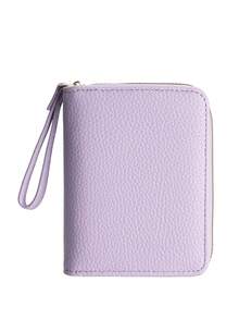 Cartera sólida de gran capacidad BATSIOE para mujeres, cartera con cremallera para monedas, billetera minimalista de lujo al por mayor para mujeres, billetera de dinero, billetera mini, monedero, billetera linda, billetera pequeña, billetera con muñequera - Púrpura malva - Ver 4
