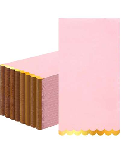 20pcs Pink Disposable Paper Napkins 33*40cm/15.7*13inch, Pink Foil Party Napkins, High Quality Foil Napkins For Birthday, Wedding, Bridal Shower Party