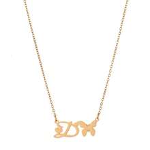 1pc Fashionable Stainless Steel Butterfly 26 Letter Pendant Necklace, Waterproof, Non-Fading, Lucky Letter, Gift, Daily Wear - Yellow Gold - View 12