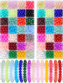 Ca. 60 Stücke 8mm klassische einfarbige Glasperlen für DIY Schmuckherstellung, geeignet für Armbänder, Halsketten, Alltagsmode