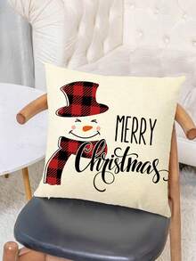 1/2/4 buc. Față de pernă și husă de scaun cu imprimeu de in de Crăciun, potrivită pentru sufragerie, pat, canapea, decor pentru casă, husă de pernă minimalistă moale pentru canapea, inserția de pernă nu este inclusă
