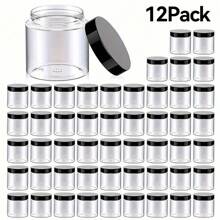 1/6/12/24 Pack 4oz Plastic Jars With Lids -Clear Round Cosmetic Containers For Lotion, Cream, Ointment, Body Butter, Makeup, Rhinestones, Samples, Travel Storage