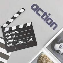 1 件黑白木质场记板，坚固的木板产品，创意木制电影场记板 - 导演拍摄板，摄影道具和装饰壁挂 - 黑色 - 查看 5