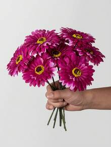 2/6/12/16 枝非洲雏菊仿真花 非洲雏菊 绢花 人造非洲菊 假向日葵 散装仿真花 婚礼新娘花束 派对家居厨房装饰 - 中紫紅色 - 查看 5