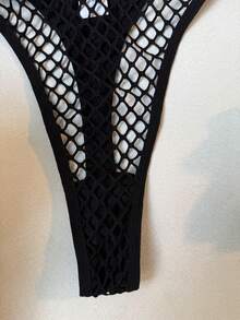 女士性感镂空网眼内衣套装，外出