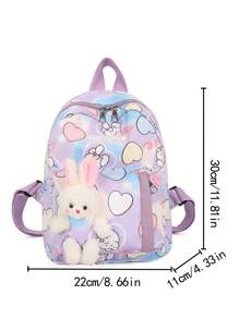 可爱兔子幼儿园书包女学龄前女孩超轻减负卡通时尚护脊双肩背包开学季手提包书包2025复古包 - 紫色 - 查看 2