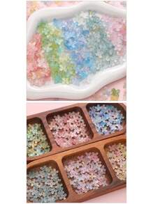 10g/Approx. 80pcs 9mm Acrylic Matte Powder Coated 4-Petal Flower Beads, DIY Jewelry Accessories For Bracelet, Necklace