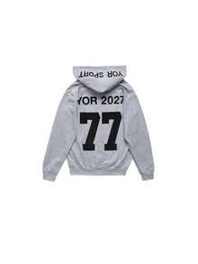 Street Retro Minimalist Style Loose Zipper Jacket For Men, Hooded Shirt With Letter Print And Flower Pattern, Sweatshirt