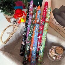 2pcs Christmas Long Candle, Christmas Tree, Santa Claus, Snowman Print Colour Candle, Christmas Creative Dining Table Atmosphere Decoration , Perfect For Christmas Party Decorations, Atmosphere Desktop Decoration, Christmas Gifts (No Electricity Required)