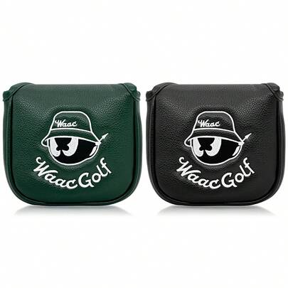 1pc Interesting Pattern Golf Putter Head Cover And Magnetic Buckle Design Square Golf Putter Head Cover - A Fashionable Golf Accessory - Is The Ideal Choice For Young Enthusiasts And Parent-Child Golfers