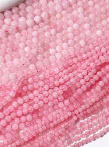 4 毫米、6 毫米、8 毫米、10 毫米天然玫瑰石英散珠，适合 DIY 珠宝制作、手链、项链
