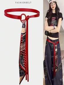 Bộ khăn choàng kiêm thắt lưng đa năng | Phụ kiện thời trang 2 trong 1 | Khăn choàng lụa & Thắt lưng - Nhiều màu - Xem 1