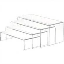 4/8Pcs Acrylic Risers, Clear Rectangular Tiered Display Stand, Tabletop Display Riser Shelf - 8Pcs Acrylic Risers - View 2