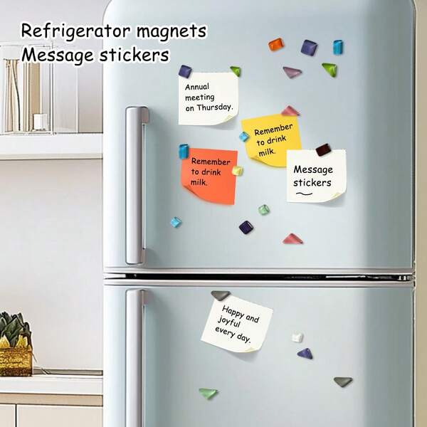 Asymmetrical Geometric Refrigerator Magnets With Attractive, Dreamy Glass Stone Patterns And Message Magnets