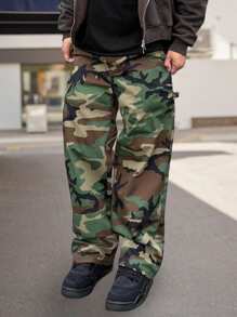 Camouflage Cargo Pants For Men Fashionable Casual Loose Wide Leg Pants With Pockets