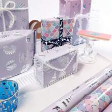 3M 9.84ft*16.93in Happy Birthday Party Gift Wrapping Paper, Valentine's Day Gift Box, Daily Ocean Elements Glossy Aluminum Foil Paper - Multicolor - View 4