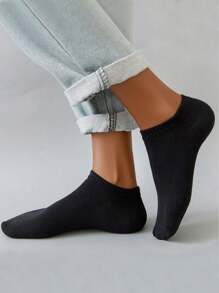 40 Pairs Assorted Black, White, Gray Solid Color Unisex Business Casual Low-Cut Socks, Soft & Lightweight, Suitable For Daily Wear