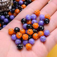 100/200/500pcs Halloween Acrylic Transparent Corner Spaced Beads Rondelle Faceted Beads & Shiny Rhinestone Round Spacer Beads & Crack Beads & Asymmetrical Wheel Bead Faceted Loose Spacer Beads For Jewelry Making Bracelet Necklace Fashion Earrings DIY Mobile Phone Chain, Flower Bouquet, Handbags, Halloween Party Gift Crafts Supplies