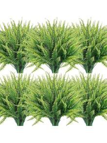 4/10pcs Artificial Fern Leaves + Ivy Christmas Decor Fake Green Plants Wall Wreath Party Backdrop Bedroom Decoration Garden Landscaping, Maintenance-Free