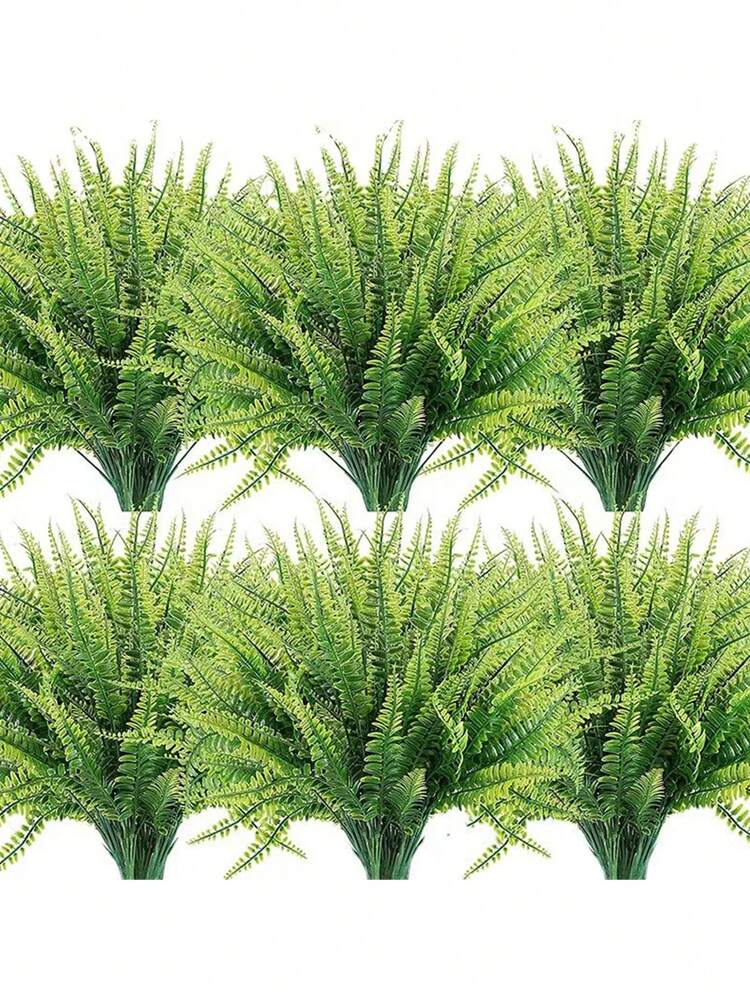 4/10pcs Artificial Fern Leaves + Ivy Christmas Decor Fake Green Plants Wall Wreath Party Backdrop Bedroom Decoration Garden Landscaping, Maintenance-Free - Green - View 8