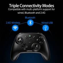 Lenovo Controlador de juegos inalámbrico S07 Bluetooth/cableado/2.4 GHz Conexiones trimodo Compatible con Switch/PC/Móvil/NS Multiplataformas Experiencia de control de nivel de juego Negro