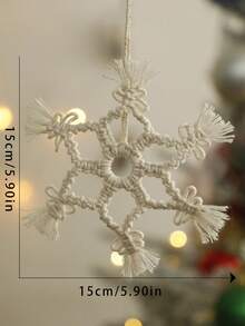 1 buc. Ornament Macrame țesut manual, fulg de zăpadă, stil boem, mini decorațiuni de Crăciun, potrivit pentru decorațiuni de petrecere de Crăciun acasă, agățat pentru bradul de Crăciun, decorațiuni pentru sufragerie și dormitor