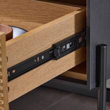 SoBuy Sideboard Kommode aus Holz und Metall Schwarz-Natur Aufbewahrungsschrank Beistellschrank Buffet Eckschrank Eingangsschrank Eingangstisch Freistehendes Regal Konsolentisch Schuhaufbewahrung Schuhkommode Schuhregal Schuhschrank Schuhschrank Schwarz Tv-Schrank Eingangsbereich Schwarz