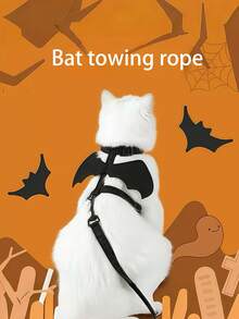 Interesting Pet Bat Wing Harness Leash Costume, Cat Dog Chest Strap Leash Set, Suitable For Daily Outdoor Walking And Halloween Costume