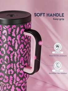 Meoky 40盎司带手柄吸管保温杯，真空隔热水瓶，带吸管盖，不锈钢旅行杯，100%防漏，保冷34小时或保热10小时 - 黑色 - 查看 6