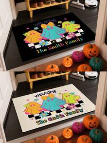 1pc Halloween Element High Saturation Cool Ghost Customizable Text Decorative Doormat - Design, Non-Fading, Suitable For Bedroom, Study, Computer Room, Indoor/Outdoor Entrance, Ideal Halloween Gift For Family, 40*60/50*80/40*120cm - Multicolor Edging DD - View 8