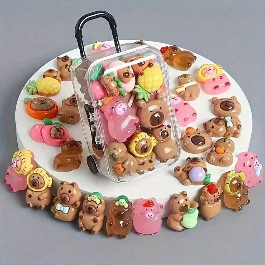 10/20/30 PCS Capybara,Resin Animals,Mini Capybara, Luminous Mini Capybara Resin Figurines,Perfect For Decorating Your Desk, Table Top, Mini Garden, Or As A Gift For Friends.