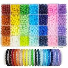 50pcs/700pcs/1400pcs 6mm Crystal Glass Beads String Bracelet Jewelry Making Kit, For DIY Necklace, Earrings, Phone Charm, Keychain, Craft (Random Color)