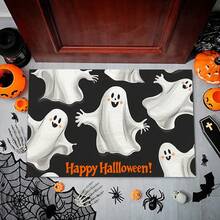 1 Stück interessante Halloween Dekoration, Geist-Kürbis-Fledermaus-Ahornblatt-Totenkopf Muster Willkommens-Fußmatte, moderne Cartoon kreative Elemente aus weichem Kunstfell - maschinenwaschbar - lustige thematische Feiertagsatmosphäre Eingangsteppich, geeignet für Eingang, Außen-, Innenbereich, Terrasse, Balkon, Jahreszeit-übergreifender Teppich, Halloween-Weihnachts-Heimdekoration - Verschiedenfarbig - Übersicht 2