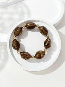 1pc Fashionable Vintage Bohemian, Exaggerated Thick Acrylic Beaded Bracelet, (Can Be Freely Matched Into Multiple Stacked Bracelets), Suitable For Women, Couples, Parties, Daily Wear, Luxury & High-End