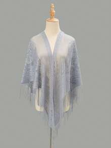 1pc Butterfly Embroidery Lace Hollow Triangular Scarf/Shawl - Multicolor - View 23