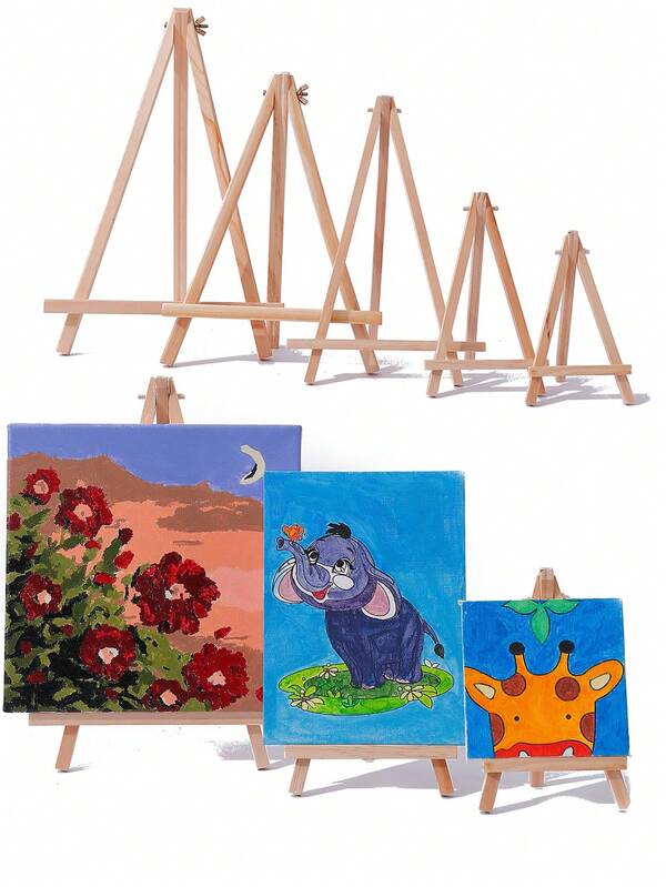 2pcs Mini Wooden Easel Set, Small Art Paper Panel Tripod Stand, Home Decor Tabletop Display Painting Easel Holder, For Drawing, Art, Crafts, Photos, Suitable For Classroom Art Activities, Painting Parties, Exhibitions And Other Decorative Projects