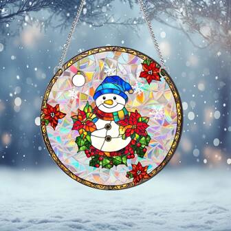 Christmas Sunshine Catcher Colorful Acrylic Hanging Plate, Rainbow Hanging Decor, Glass Decoration, Refracting Sunlight To Produce Vibrant Colors, Suitable For Christmas Decoration