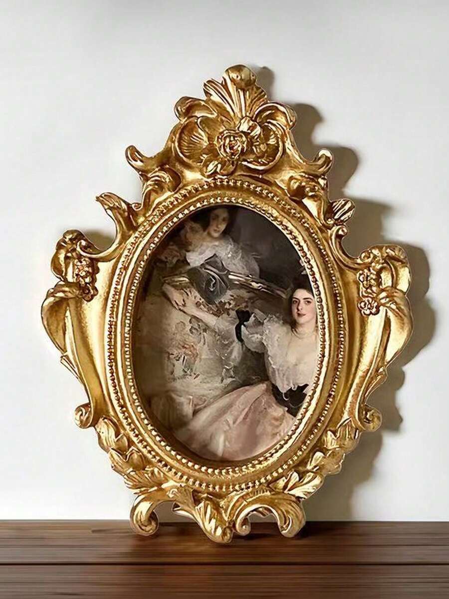 Marco de fotos con diseño de hoja de oro vintage - Marco decorativo para el hogar, la oficina y regalos