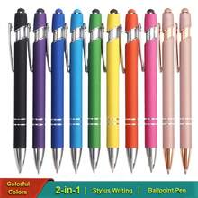 1/10Pieces Ballpoint Pen With Stylus Tip, Metal, 2 In 1 Stylus Ballpoint Pen 1.0 Mm Black Ink For Smartphone, Tablet