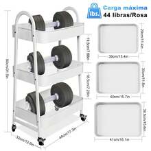 Carrito Metálico Rodante de 3 Niveles con Ruedas Bloqueables, Organizador Pesado para Bebé de Tres Pisos, Carrito de Almacenamiento Utilitario para Arte, Manualidades, Bocadillos, Guardería, Pañales y Suministros de Limpieza, con Malla - Blanco - Ver 5
