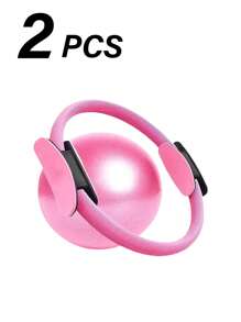2pcs Yoga And Pilates Fitness Set - Women's Home Gym Equipment - Mini Pilates Ring, Pilates Yoga Fitness Ball, Suitable For Leg, Arm And Thigh Exercises At Home