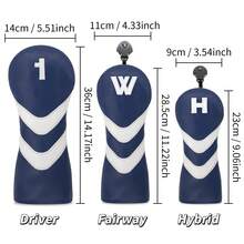 ​​Durable Golf Club Head Covers For Hybrid, Driver, Fairway Wood & Putter - Multi-Function Golf Accessories - Blue - View 9