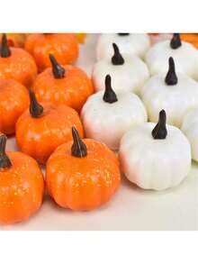 12pcs/24pcs/Realistic Pumpkin Decor Accents - 50pcs Artificial Maple Leaves, Suitable For Halloween, Thanksgiving And Autumn Celebrations - Multipurpose Home And Party Decorations, Halloween Decor, Home Decor, Office Desk Ornaments